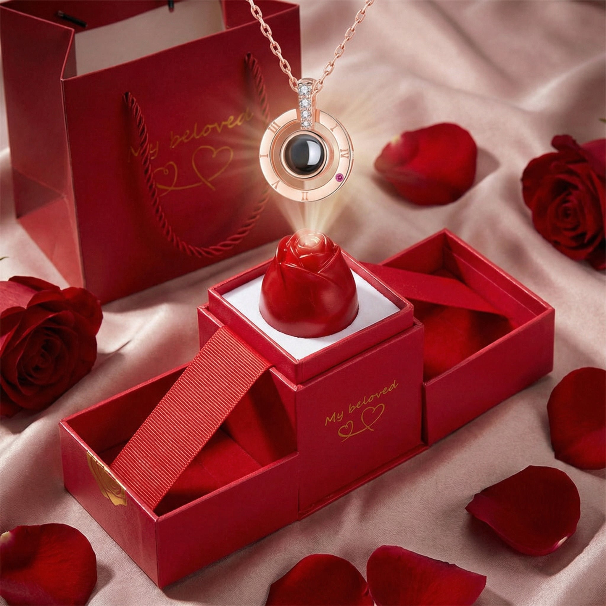 Collar Te Amo 100 Idiomas + CAJA ROSA REGALO